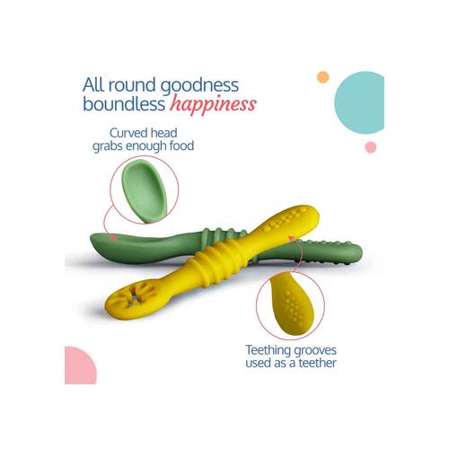LuvLap Silicone Training & Weaning Spoon Set (2pcs)-6M+