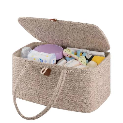 Brown Baby Essentials Storage Basket – Woven Fabric Organizer