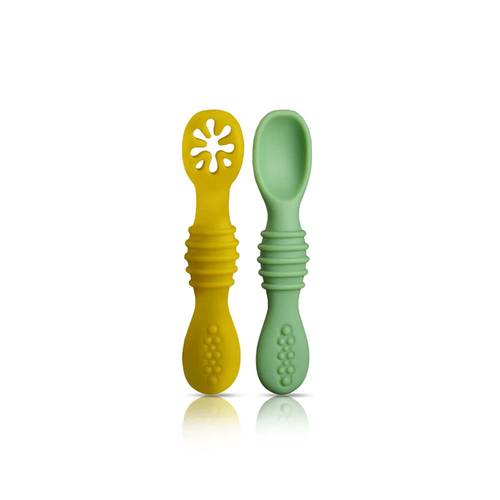 LuvLap Silicone Training & Weaning Spoon Set (2pcs)-6M+