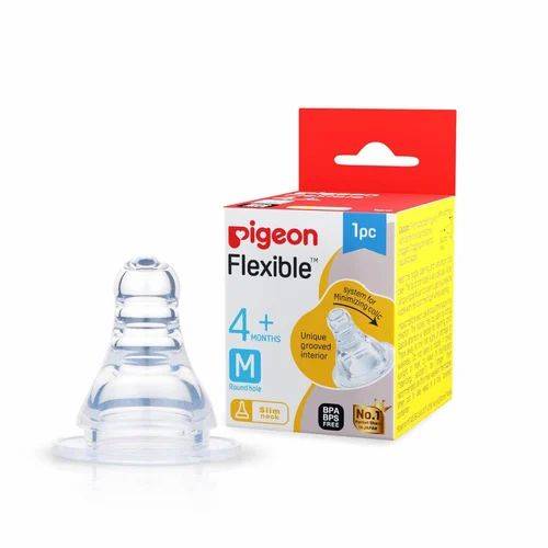 PIGEON SILICONE NIPPLE 1PC M 4+M BOX