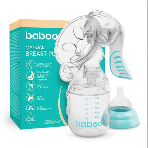 baboo - Manual Breast Pump with 4-Level Suction & Bottle Feeding Set - 130ml