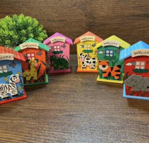 Wooden Welcome Farm House Money Box