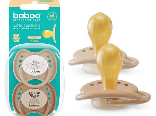 Baboo - Round Latex Baby Pacifier With Sterilizer Box - 2pcs 