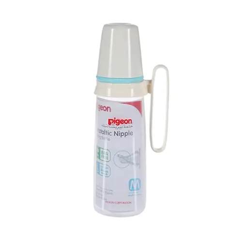PIGEON SN KPP BOTTLE WHITE W/HANDLE 240ML M 4+M