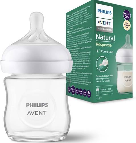 Philips Avent Natural Response Glass Baby Bottle 120ml (4oz) – 0m+