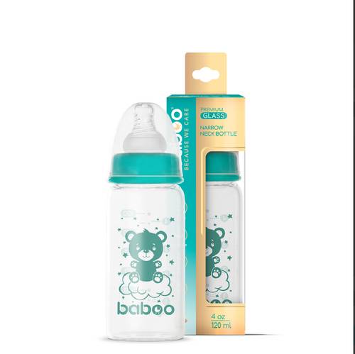 Baboo - Anti-Colic Glass Bottle with Narrow Neck - 120ml - 0m+