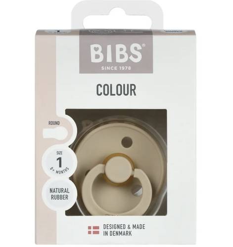 BIBS Natural Rubber Pacifier – Round Shape (Size 1, 0+ Months)