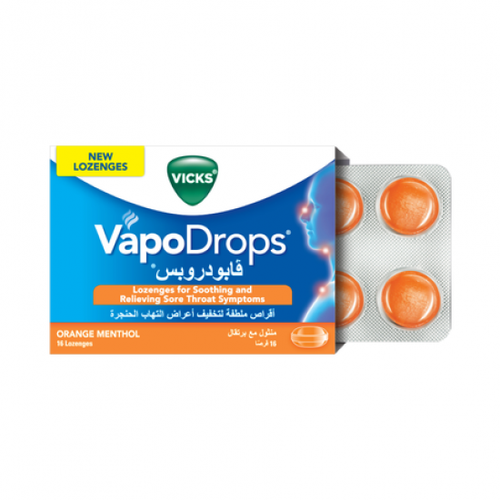 أقراص ملطفه منثول مع برتقال لتخفيف أعراض التهاب الحنجرة - 16 قرص من VapoDrops