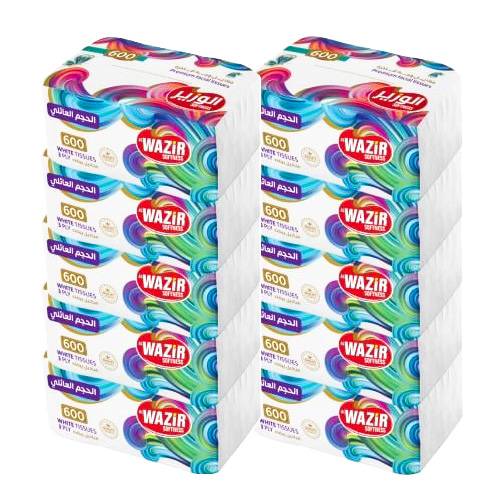 الوزير مناديل وجه فاخره 600منديل مفرد * 2 شده