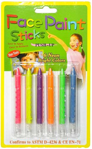 Face Paint Sticks 6 Neon Bright Colors