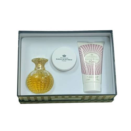 Crystal Royal Marina De Bourbon Set For Women EDP 100 ml+Body Lotion 150 ml+Body Talc 15 GM