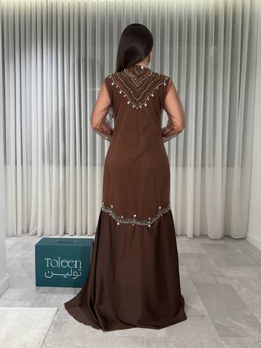 قفطان مغربي قطعتين مطرزه - ‏(XS) الصدر:٧١سم , الخصر:٦٢سم