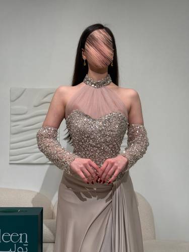 فستان سهرة ناعم تفته - (XXXL) الصدر:١٠٢سم , الخصر:٩١سم