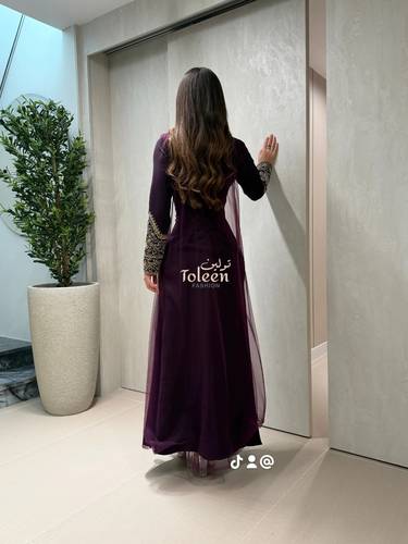 جلابيه اماراتيه قطعتين/ موف - (XXXL) الصدر:١٠٢سم , الخصر:٩١سم