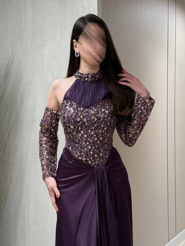 فستان مياسه موف - (XXXL) الصدر:١٠٢سم , الخصر:٩١سم