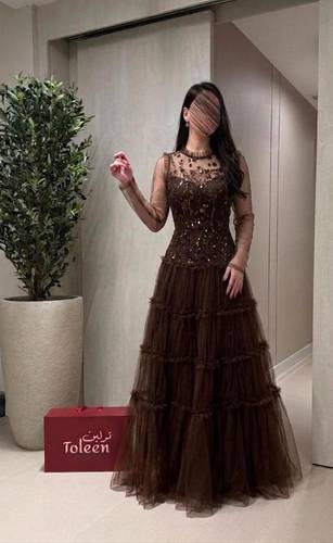 فستان هنادي كم طويل 🤎 - (XXXL) الصدر:١٠٢سم , الخصر:٩١سم