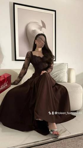 فستان عنود موكا 🤎 - (XXXL) الصدر:١٠٢سم , الخصر:٩١سم