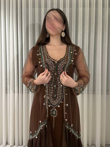 قفطان مغربي قطعتين مطرزه - ‏(XS) الصدر:٧١سم , الخصر:٦٢سم