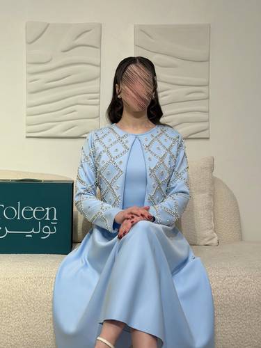 فستان قطعتين بجاكيت - (XXL) الصدر:٩٧سم , الخصر:٨٦سم
