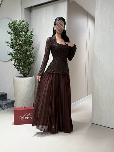 فستان ارجوان /موكا - (XXXL) الصدر:١٠٢سم , الخصر:٩١سم