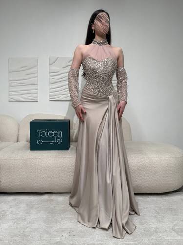 فستان سهرة ناعم تفته - (XXXL) الصدر:١٠٢سم , الخصر:٩١سم