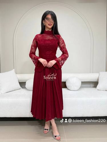 فستان سهرة عنابي ميد - (XXL) الصدر:٩٧سم , الخصر:٨٦سم
