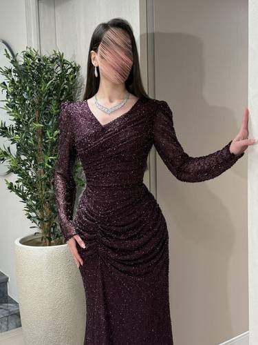فستان غيدا /موف - (XXXL) الصدر:١٠٢سم , الخصر:٩١سم