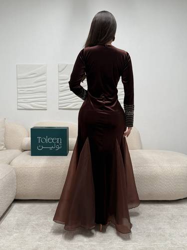 جلابيه موكا بشال - (XXXL) الصدر:١٠٢سم , الخصر:٩١سم