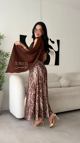 فستان نيرمين موكا 🤎 - (XXXL) الصدر:١٠٢سم , الخصر:٩١سم