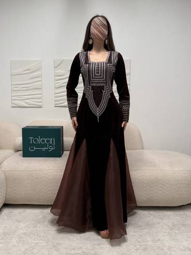جلابيه موكا بشال - (XXXL) الصدر:١٠٢سم , الخصر:٩١سم