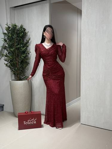 فستان غيدا / بورغندي - (XXXL) الصدر:١٠٢سم , الخصر:٩١سم