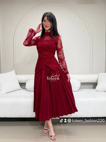 فستان سهرة عنابي ميد - (XXL) الصدر:٩٧سم , الخصر:٨٦سم