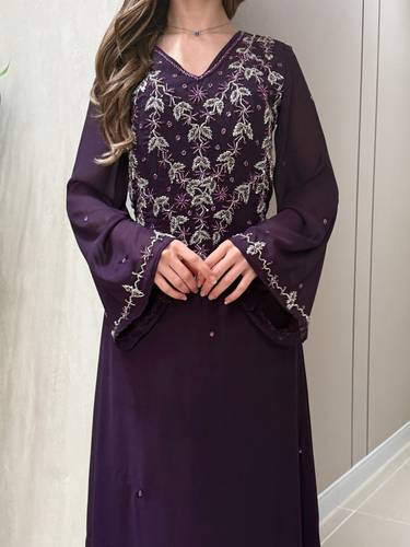 قفطان 3 الوان 💙🖤💜 - ‏(XS) الصدر:٧١سم , الخصر:٦٢سم - ازرق 