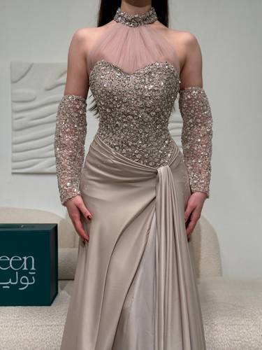 فستان سهرة ناعم تفته - (XXXL) الصدر:١٠٢سم , الخصر:٩١سم