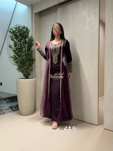 جلابيه اماراتيه قطعتين/ موف - (XXXL) الصدر:١٠٢سم , الخصر:٩١سم