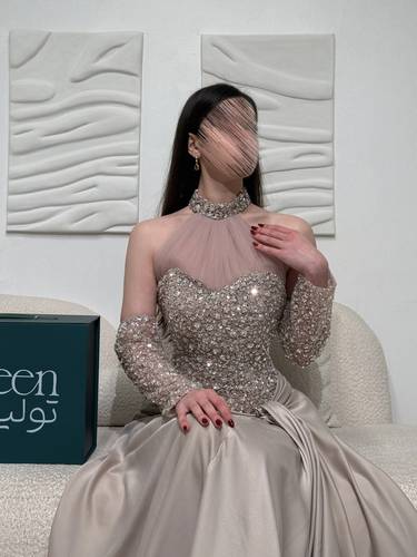 فستان سهرة ناعم تفته - (XXXL) الصدر:١٠٢سم , الخصر:٩١سم