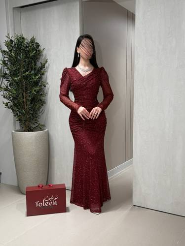 فستان غيدا / بورغندي - (XXXL) الصدر:١٠٢سم , الخصر:٩١سم