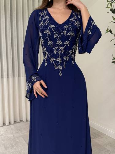 قفطان 3 الوان 💙🖤💜 - ‏(XS) الصدر:٧١سم , الخصر:٦٢سم - ازرق 