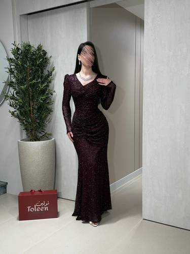 فستان غيدا /موف - (XXXL) الصدر:١٠٢سم , الخصر:٩١سم