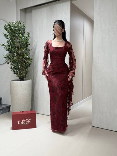 فستان ليال برغندي - (XXXL) الصدر:١٠٢سم , الخصر:٩١سم