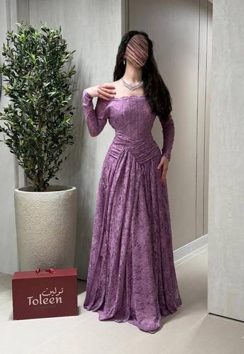 فستان لوزان/  موف لمعه - (XXXL) الصدر:١٠٢سم , الخصر:٩١سم