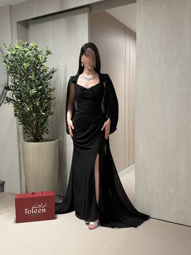 فستان سهره اسود 🖤 - (XXXL) الصدر:١٠٢سم , الخصر:٩١سم