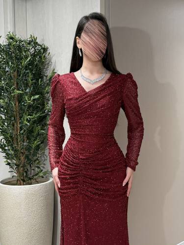 فستان غيدا / بورغندي - (XXXL) الصدر:١٠٢سم , الخصر:٩١سم