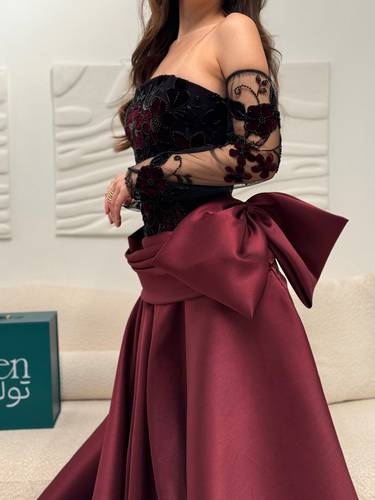 فستان سهرة مورد - (XXXL) الصدر:١٠٢سم , الخصر:٩١سم