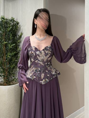 فستان اطياف موف - (XXXL) الصدر:١٠٢سم , الخصر:٩١سم