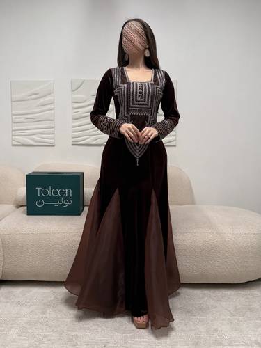 جلابيه موكا بشال - (XXXL) الصدر:١٠٢سم , الخصر:٩١سم
