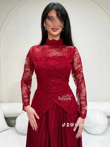 فستان سهرة عنابي ميد - (XXL) الصدر:٩٧سم , الخصر:٨٦سم