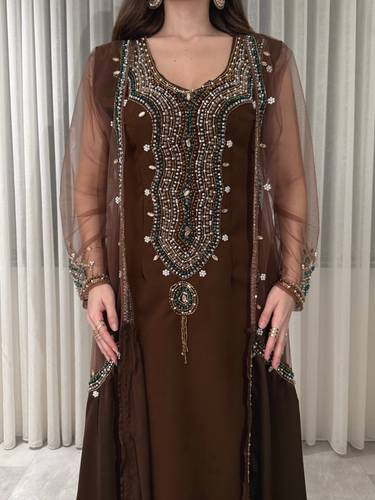 قفطان مغربي قطعتين مطرزه - ‏(XS) الصدر:٧١سم , الخصر:٦٢سم