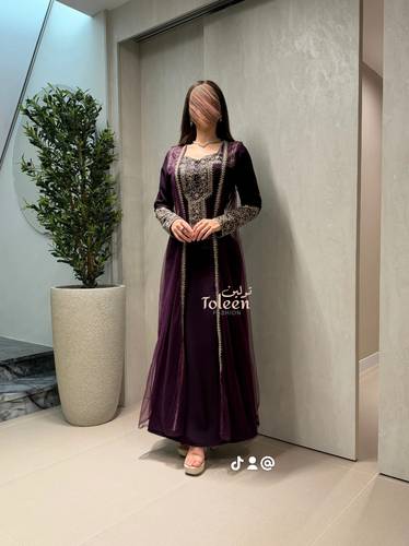 جلابيه اماراتيه قطعتين/ موف - (XXXL) الصدر:١٠٢سم , الخصر:٩١سم