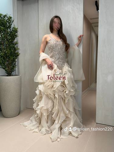 نس فستان وتين بيج سهره بشال - (XXXL) الصدر:١٠٢سم , الخصر:٩١سم